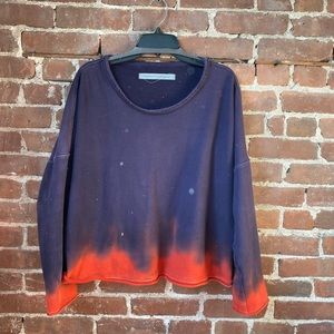 Raquel Allegra lofty, cotton fleece top. Blue/red hand-dyed.